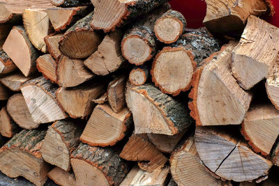 Stack of firewood. closeup of chopped firewood