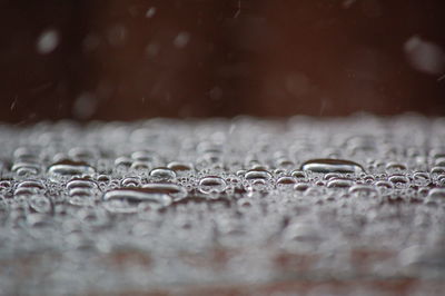 Close-up of raindrops falling