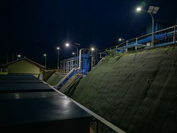 Illuminated street lights at night