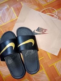 High angle view of shoes on table