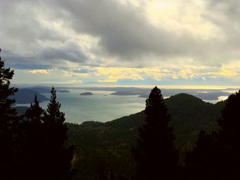 Scenic view of landscape against cloudy sky