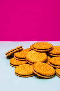 High angle view of bread on table