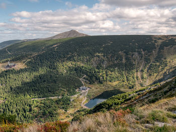 Giant mountains panorama. view to sniezka peak.