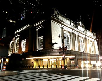 Illuminated building at night