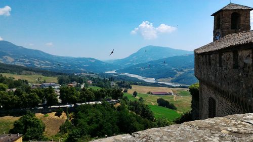 Scenic view from castle overlooking valley