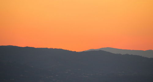 Scenic view of mountains at sunset