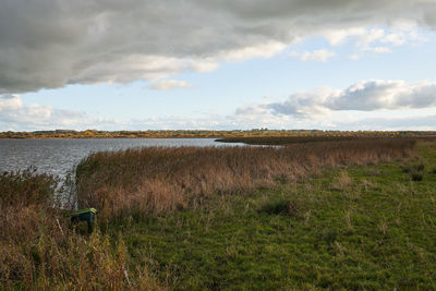 Scenic view of lake against sky