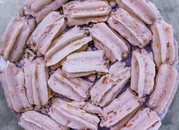 High angle view of bread in container