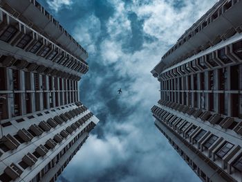 Low angle view of skyscrapers against sky