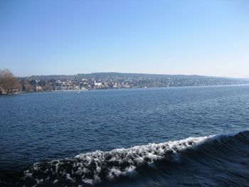 Scenic view of sea against clear sky