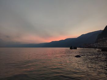Scenic view of sea against sky during sunset