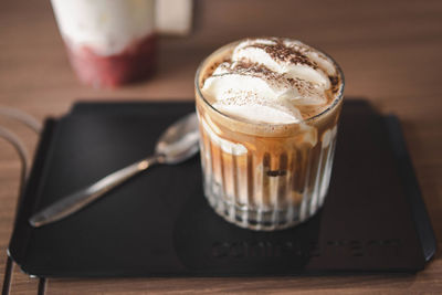 Close-up of coffee on table