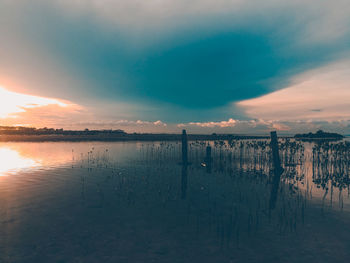 Scenic view of sea against sky during sunset