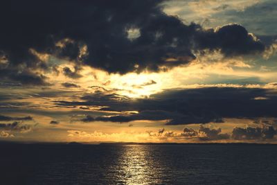 Scenic view of sea against dramatic sky