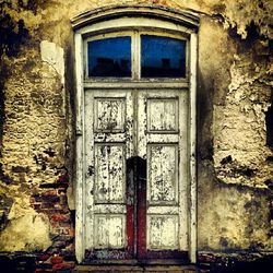 Closed door of old house