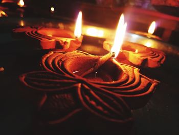 Close-up of lit candles