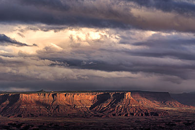 Scenic view of field against cloudy sky