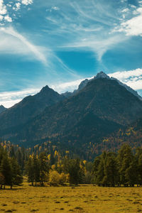 Scenic view of mountains against sky