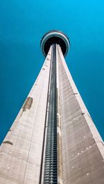 Low angle view of building against blue sky