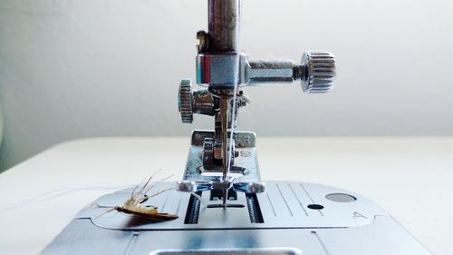 Close-up of sewing machine