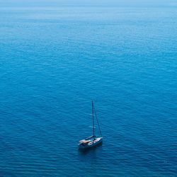 High angle view of boats in sea