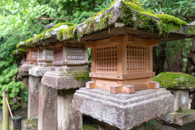 View of temple against building