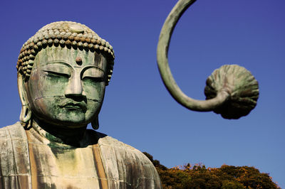 Low angle view of statue against clear sky