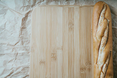 Directly above shot of bread on wooden table