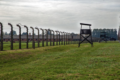 Remembrance day fence concept, auschwitz birkenau concentration camp