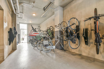 High angle view of bicycle on floor