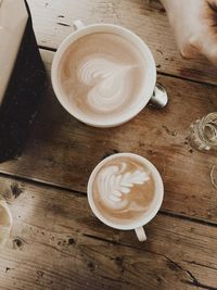 High angle view of coffee on table