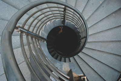 High angle view of spiral staircase