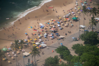 High angle view of crowd on beach