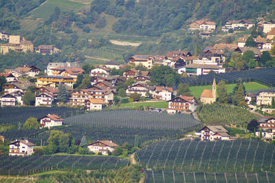 High angle view of townscape, meran, italy