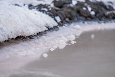 Close-up of frozen water