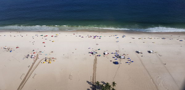 High angle view of people on beach