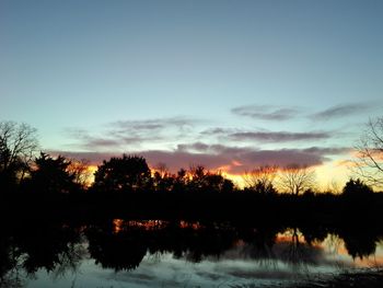 Scenic view of lake at sunset