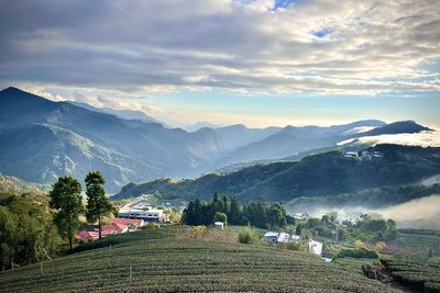 Scenic view of mountains against sky