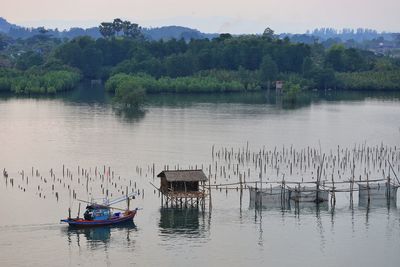 Scenic view of lake against sky
