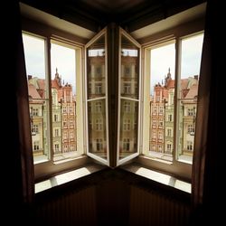 View of building through window