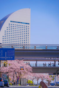 View of modern building against blue sky