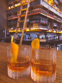 Close-up of drinks on table