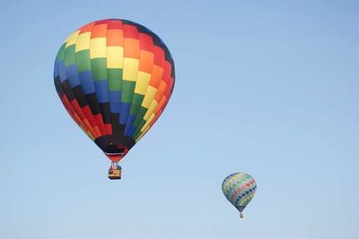 Low angle view of hot air balloons