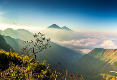Scenic view of mountains against sky