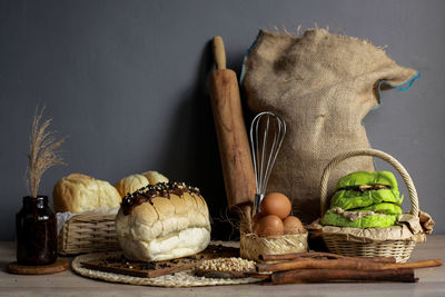 High angle view of food on table