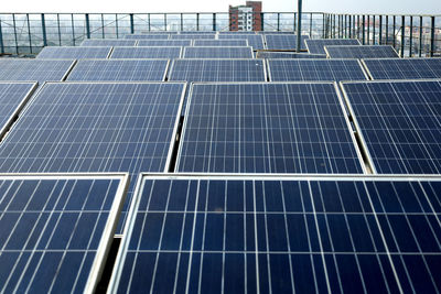 Low angle view of solar panels