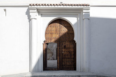 Closed door of building