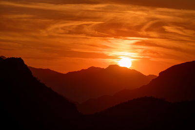 Scenic view of mountains against dramatic sky