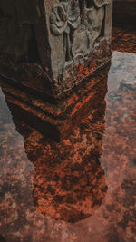 Close-up of rock formation in water