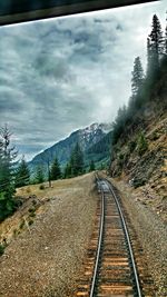 Railroad track passing through landscape